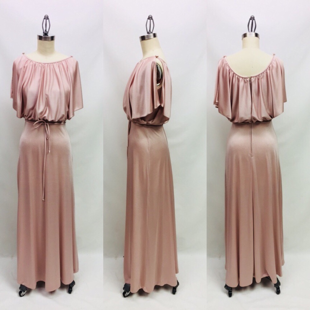 1970s Vintage Dusty Rose Maxi